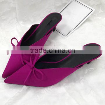 B22523A Europea women stylish Silk satin bowknot sandals slippers