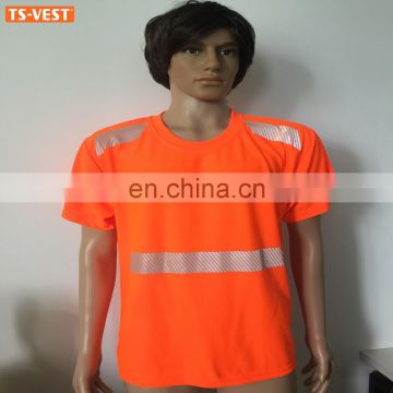 China Supplier High Light Embroidery Designs Polo Reflective Tape Custom Safety T-Shirt