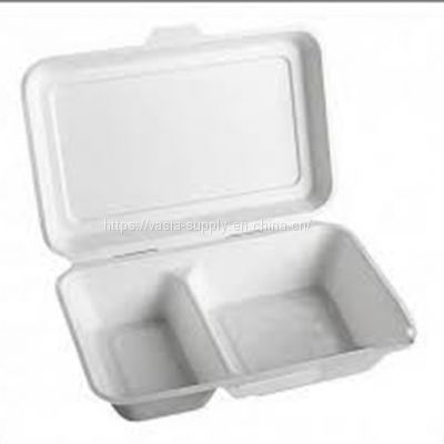 Biodegradable sugarcane fiber 9″x6″ Bagasse 2 Compartment Lunch Box Great for food