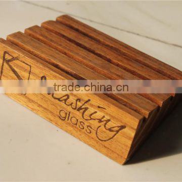 Small high quality wooden desktop business card holder
