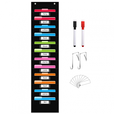 12 Pockets Storage Pocket Chart Hanging Wall File Organizer for Classroom and Office