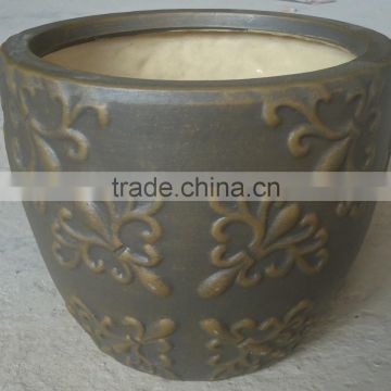 Indoor wash vase - Indoor pottery with round rim and pattern outside