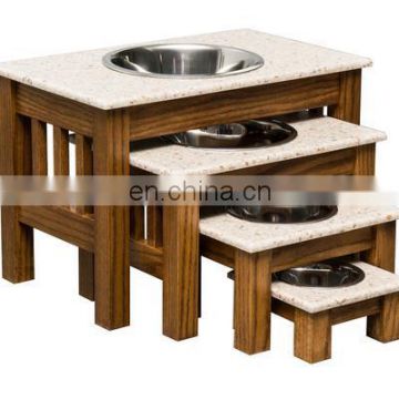 Wooden with Stainless Steel bowls for pets
