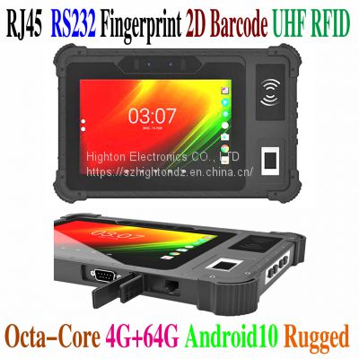 Cheapest 8 inch RS232/RJ45 Front Fingerprint/ NFC/ UHF RFID Reader Android 10 Industrial Rugged Tablet 1920*1200 4G LTE