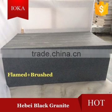 China Black Granite Hebei Black Absolutely Black Granite Flamed Slabs Tiles for Paving and Wall