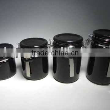 ceramic canister set with stainless steel spoon