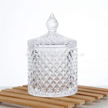 Hot selling sugar bowl glass candy jar with lid