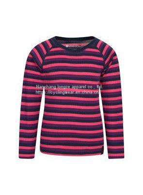 Kids yarn dyed stripe merino thermal underwear merino thermal baselayer for children