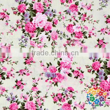 Colorful Pink Flowers Printing Cotton Fabrics Wholesale Factory Directly Sale Floral Material Textile