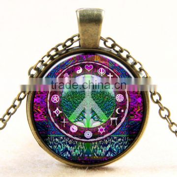 XP-TGN-LT-102 Wholesale Fashion Jewelry Charm Colorful Time Gem Life Tree Pendant Cabochon Necklace For Ladies