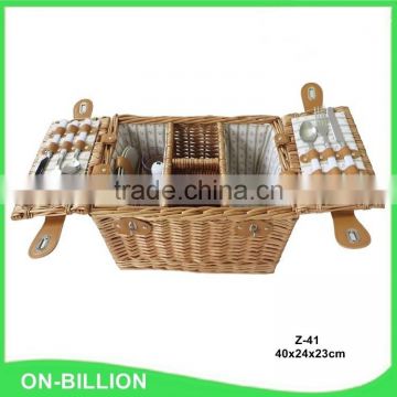 Wholesale wicker picnic basket with wine holder for 2 person