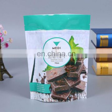Promotional custom printing Zipper PE aluminum foil round bottom plastic stand up pouch bag for chocolate packing