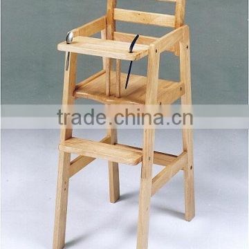 Natural Wood Handmade Baby Wooden High Chair with Top Quality