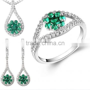 2014 fashion 18k gold plated wholesale emerald jewelry set