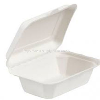 Wholesale price low moq Great for leftovers 9″x6″ Bagasse Lunch Box for restaurant