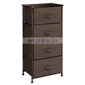 Amazon Wholesale Wood Top Metal Frame Fabric Drawer Cabinet Storage Drawer Organizer Shelf rolling cart
