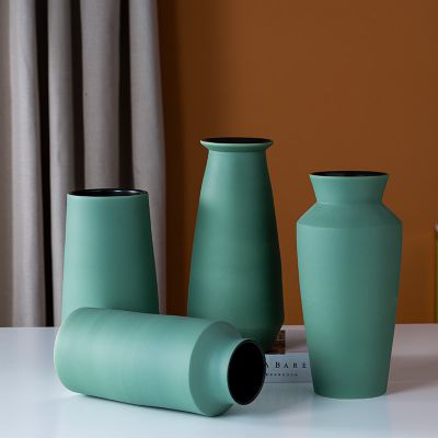 Beautiful Green Tall Nordic Morandi Modern Simple Ceramic Vase For Shopping Mall Decor