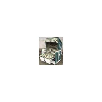 Modern White And Green Roofed Wicker Beach Chair & Strandkorb For Outdoor