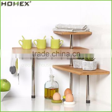 Kitchen Corner Storage Rack/Bamboo Corner Shelf/Homex_FSC/BSCI Factory
