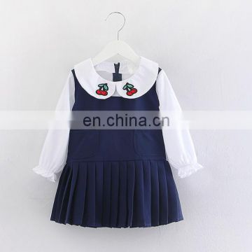 Fashion Boutique Kids Clothing Baby Girl Long Sleeve Design Knee Length Dress Wholesale Children Dresses