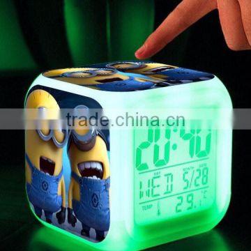 China manufacturer cheap 8" plastic led lighting alarm clock for promotion
