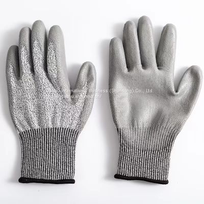 Grade 5 anti-cutting gloves PU dipping glue HPPE Anti slip Cut resistant Work Gloves