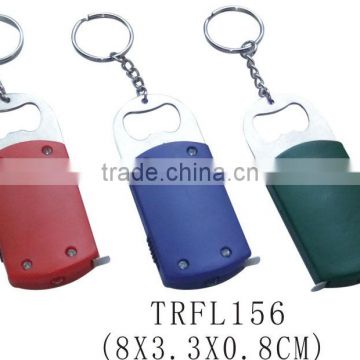 Promotional 3 in 1 led keychain with bottle opener&tape measure