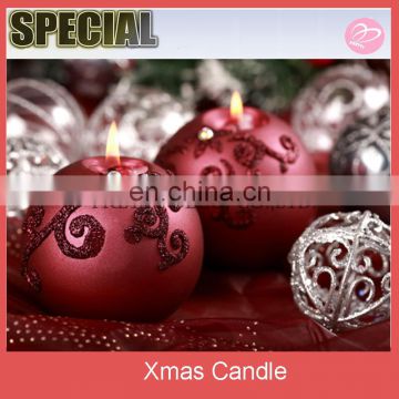 Red with glitter printing Christmas ball candle decorations