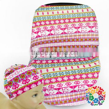 Dual purpose nursing wear breastfeeding / Baby car seat covers Aztec stretchy carseat covers