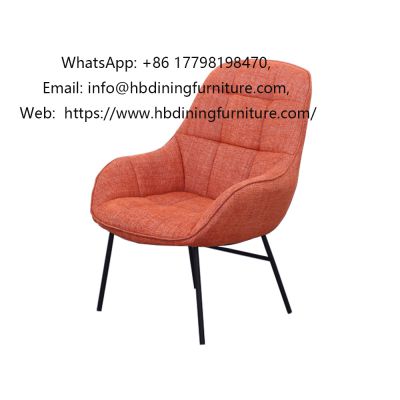 Orange Upholstered single metal leg armrest sofa chair