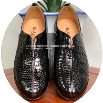 Crocodile Leather Shoes Men's Autumn Tide Shoes Fashion All-Match Wear-Resistant Leather Slip-On Casual Shoes Over-The-Foot Shoes Single Shoes