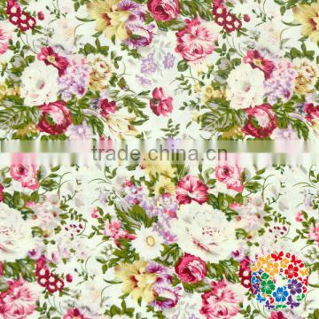 Rose flower printed posh designs fabrics wholesale price fashion 100 % soft cotton fabric