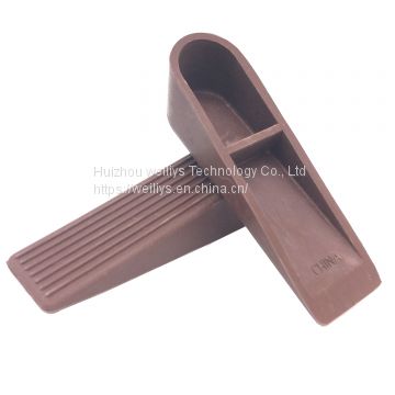 Rubber Wedge Door Stoppers (Brown) | Premium Heavy Duty Non-Scratching Portable Door Stop Bumper | Good for all Floors | Anti-Slip Solid Design Prevents Doors from Closing