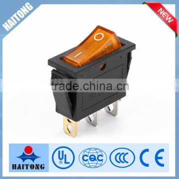 250V 3pin Yellow lamp electrical rocker switch I/O switch with high quality
