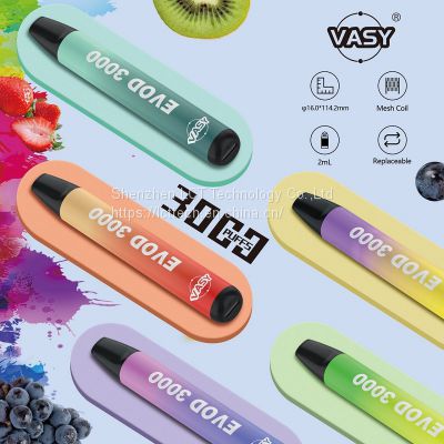 VASY Brand 3000puffs Rechargable Vape PODS With 5pcs Cartridges