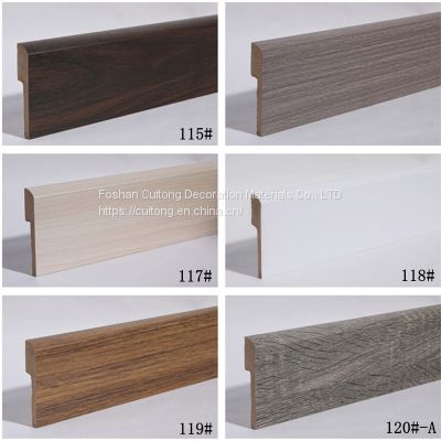 MDF floor line Foshan factory wholesale wood grain baseboard paint-free covered floor line 9cm composite wooden corner line