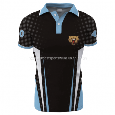 2023 hot men's sublimated polo shirts with blue classic polo neck