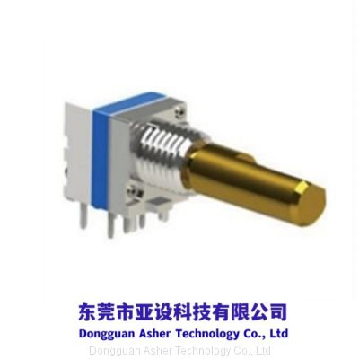 8mm metal shaft horizontal type rotary potentiometer knob integrated push switch , 10KΩ，adjustable resistance VR