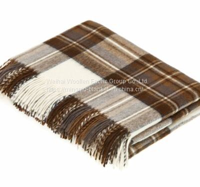 pure virgin new wool throw blanket for sofa decoration ,camping,travel picnic