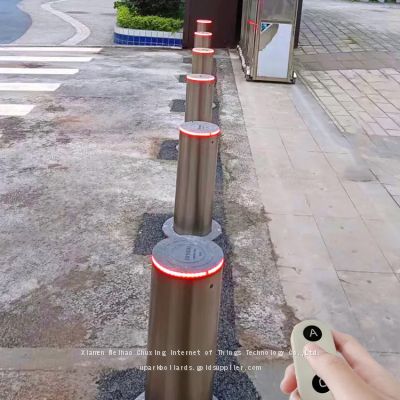 Pedstrian Driveway Anti-theft Security Barrier 304 Stainless Steel Automatic Pop Up Access Control Lifting Bollard with Mini Box
