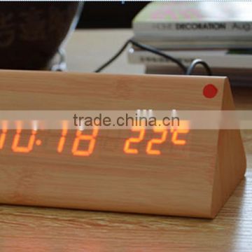 New Wood Bamboo LED Alarm Clock,Reloj Despertador Modern Temperature Sounds Control LED Electronic Desktop Digital Table Clocks