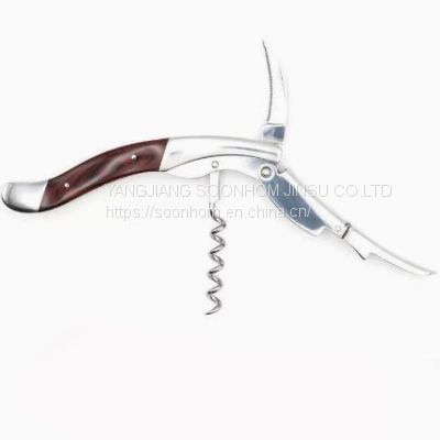 High Quality Two Step Wood Handle Wine Corkscrew Bottle Opener