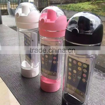 Tritan sports bottle for iphone with water storage bottle joyshaker