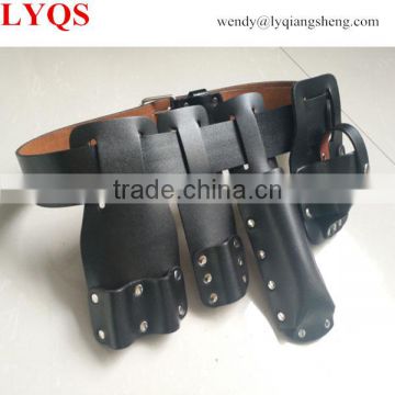 Black Leather Tool Belt Set with Pouches