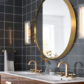 Nordic brass round bathroom mirror/anti-fog round mirror/hand-made 5mm high-definition silver mirror