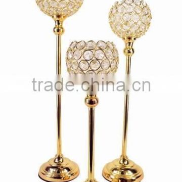 gold plated crystal ball table decor candle holder