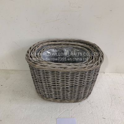 Customized  Oval Shaped Wicker Baskets Willow Storage Basket