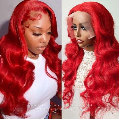 red#body wave Lace Front Wig Human Hair Wigs 13X4 Ginger Lace Front Wig