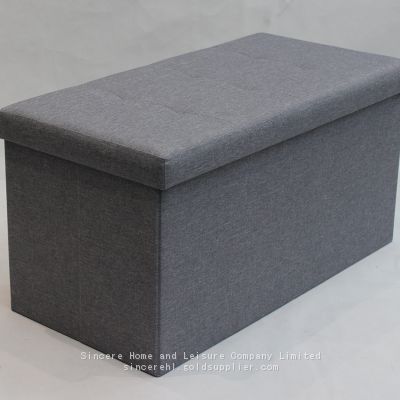 Foldable storage Linen Ottoman-Grey