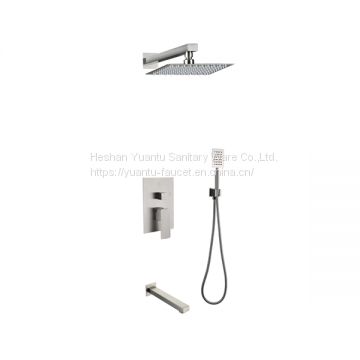 Stainless Steel 304 Bathroom Hot Cold Mixer Rainfall Head Diverter System in Wall Mounted Concealed Shower Set